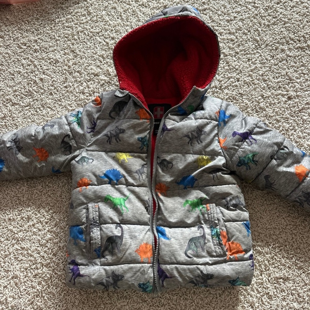 Colorful Dinosaur Print Hooded Jacket